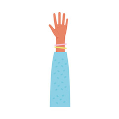 human arm with blue cloth