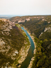 Gardon river through canyon in Provenve, France