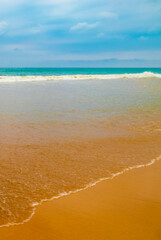 Beautiful sunny landscape panorama from Bentota Beach on Sri Lanka.