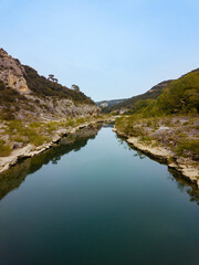 Fototapeta na wymiar Gardon river through canyon in Provenve, France