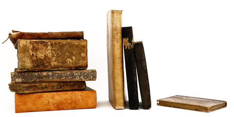 Antique leather bound books, copy space for your text - literature concept