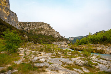 Gardon river through canyon in Provenve, France