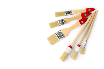 Construction paint brush isolated on white background.