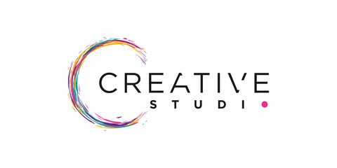 Creative logo with color brush concept Premium Vector part 1