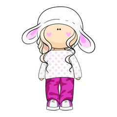 Interior doll in a sheep costume