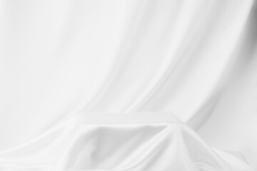 Fototapeta na wymiar Abstract White Satin Silky Cloth for background