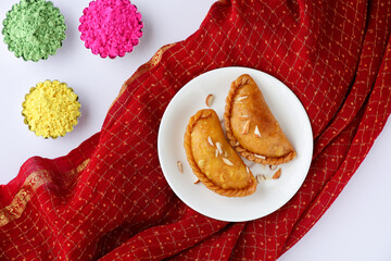 Gujiya, Karanji, Gujia Indian Sweet dessert mithai festival sweet deep-fried dumpling Diwali,...