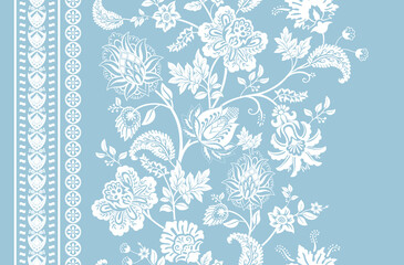 Floral seamless pattern. Light floral wallpaper. Seamless backdrop with decorative climbing flowers. For fabric, digital paper, decoupage, invitation, web, textile. Hand drawn plants wallpaper. - 454588268