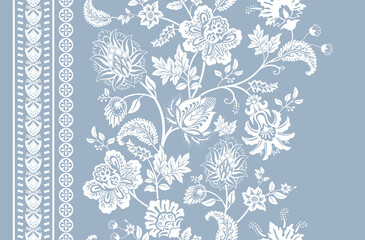 Floral seamless pattern. Light floral wallpaper. Seamless backdrop with decorative climbing flowers. For fabric, digital paper, decoupage, invitation, web, textile. Hand drawn plants wallpaper. - 454588278
