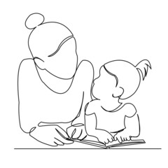 mom and baby reading a book