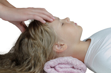 Naklejka premium girl gives her sister a chumpy head massage