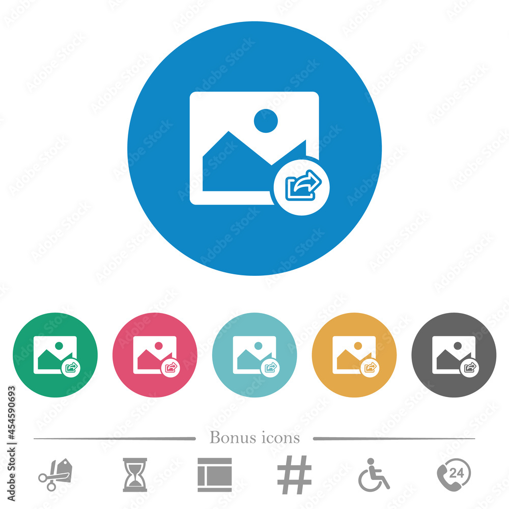 Poster export image flat round icons