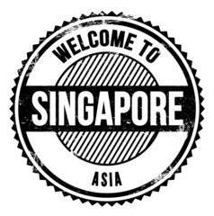 WELCOME TO SINGAPORE - ASIA, words written on black stamp