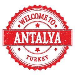 Naklejka premium WELCOME TO ANTALYA - TURKEY, words written on red stamp
