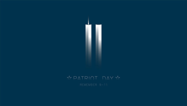 11 September- illustration for Patriot Day USA poster or banner.