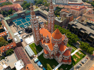 Drone view to the city of Pecs, Hungary