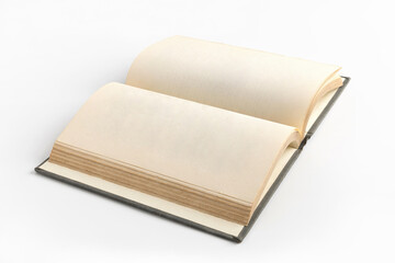 open old book on white background for mockup blank template