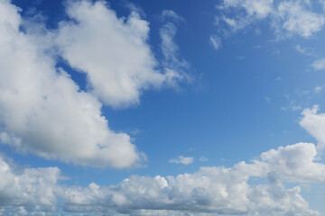 Simple blue cloudy sky. Nature background.
