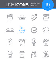 Fast food- modern line design style icon set
