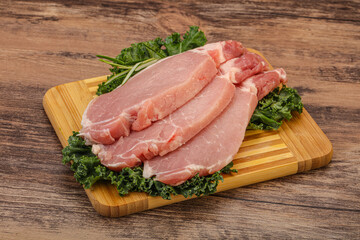 Raw pork steak for cooking