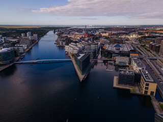 Obraz premium Beautiful aerial view of the Canal in Kobenhavns Havn