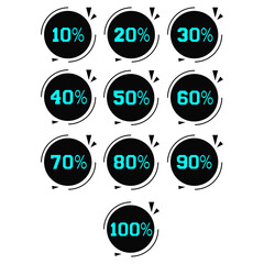 
discounts symbol set 10-100 percent, vector illustration
