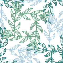 Abstract branch seamless pattern. Art leaf background. Nature wallpaper.
