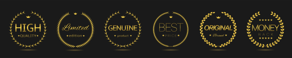 High quality Golden laurel wreath label set