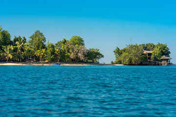 View to the resort island of Poyalisa in the Gulf of Tomini in Sulawesi. The Islands are a paradise for divers and snorkelers and offers an incredible diversity of species