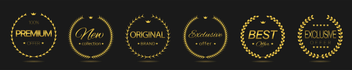 Premium offer Golden laurel wreath label set