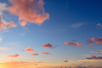 Beautiful colored cloudy evening sky.  Abstract sky background.