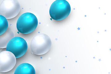 Elegant blue ballon Happy Birthday celebration card banner template background