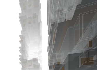 modern architecture building 3d illustration