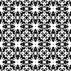 Seamless vector pattern in geometric ornamental style. Black and white pattern.