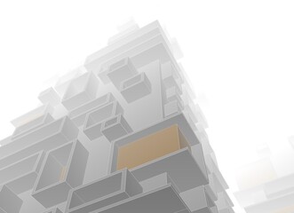 Fototapeta premium modern architecture building 3d illustration
