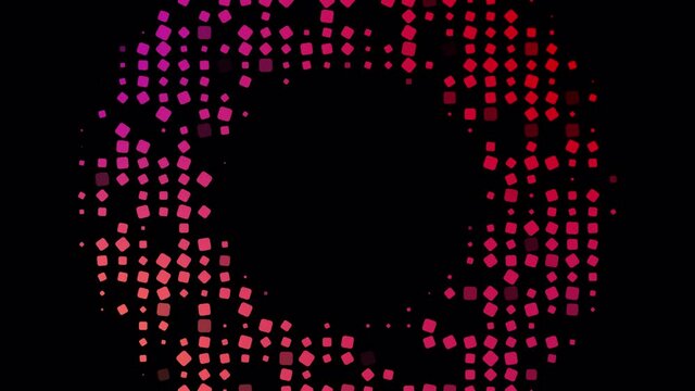 4K motion background of abstract reddish square particles.