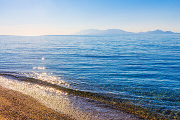 Most beautiful beaches on Kos Island in Greece panorama view.