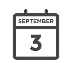 September 3 Calendar Day or Calender Date for Deadlines or Appointment
