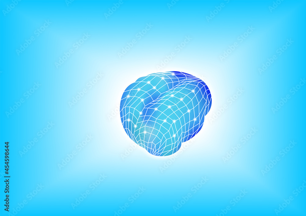Poster digital brain isometric 3d vector icon. artificial intelligence concept illustration.