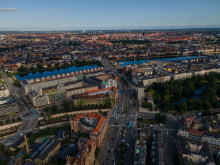 Fototapeta premium Beautiful aerial view of the Copenhagen city hall and plaza