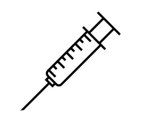 Syringe illustration. Simple vector illustration of a syringe. Idea of vaccine injection for protection from disease. Medical treatment and healthcare. Line icon. Vector flat illustration.