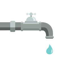Сoncept of saving tap water. Water tap with falling drop. 
