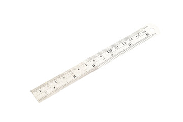 old ruler isolated on white background