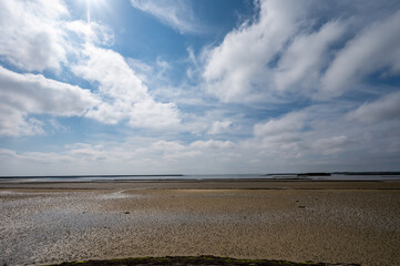 Sea bottom at low tide on Grevelingenmeer, Zeeland, Netherlands