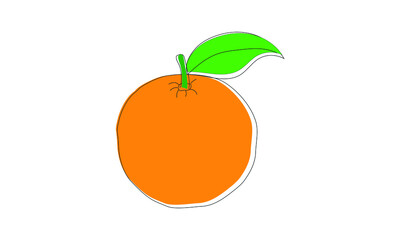 Vector illustration of an orange on a white background. Berries icon for farm market menu. Ecological design of healthy food