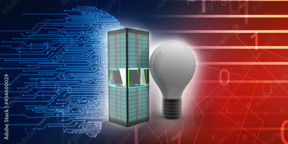 Poster 3d rendering database storage data base with bulb