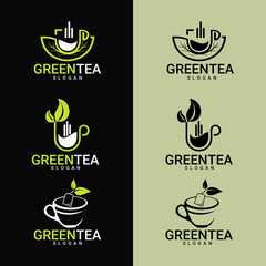 Organic Tea Logo Template. Vector set label for tea shop or cafe.