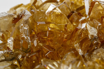 Macro mineral stone baryte crystals, Barite on a white background