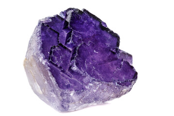 Macro mineral stone Fluorite on a white background