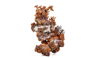Macro mineral stone Copper on white background
